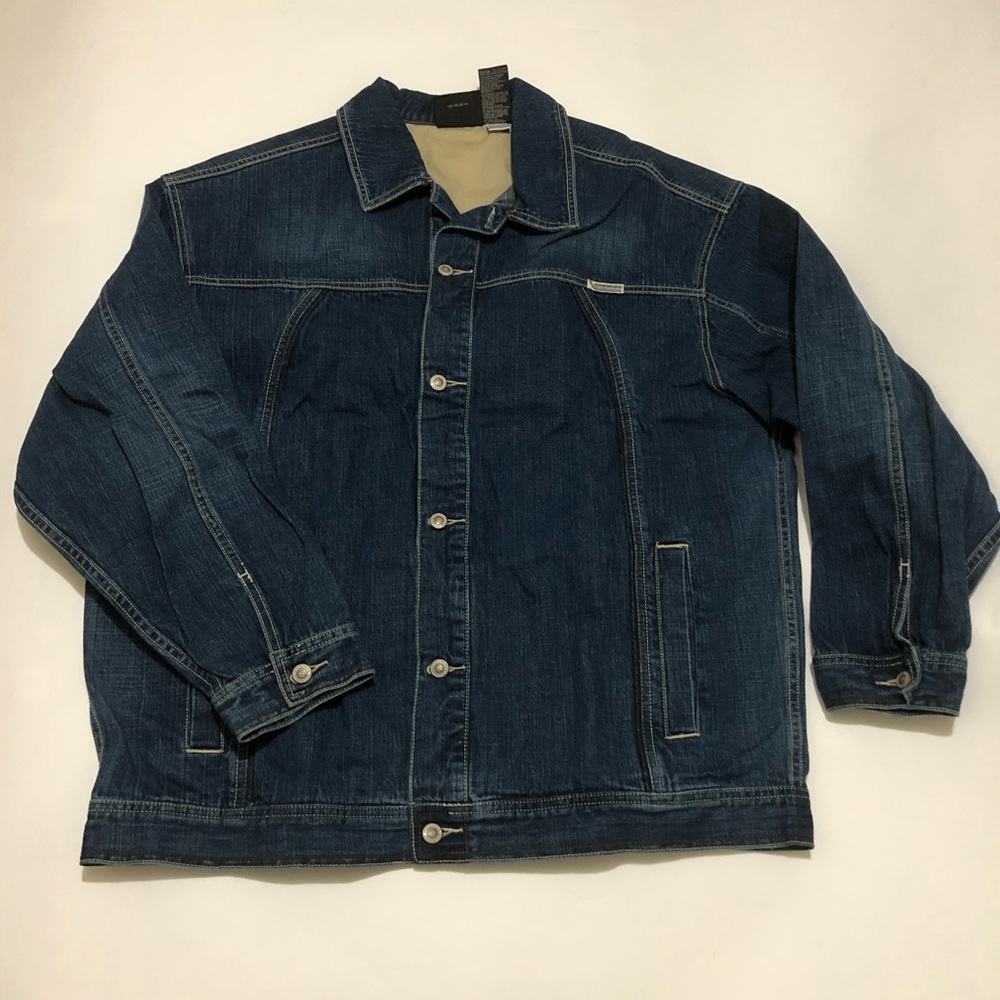 Rocawear Mens Denim Jean Jacket Dark Wash Blue XL